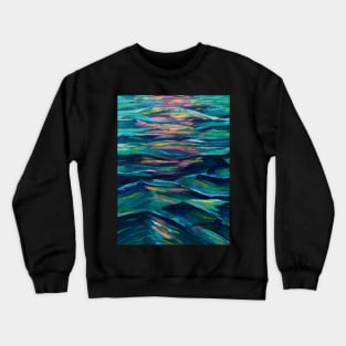 Neon Rainbow Abstract Ocean Waves Crewneck Sweatshirt